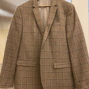 Tan Plaid Wool Sports Coat